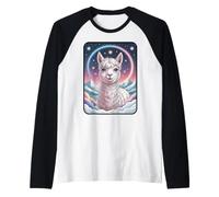 Celestial Rainbow Alpaca Llama Starry Night Raglan Baseball Tee