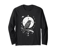Celestial Raven Crow Bird Lunar Phases Astral Geometry Long Sleeve T-Shirt