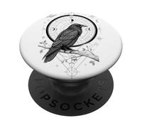 Celestial Raven Crow Bird Lunar Phases Astral Geometry PopSockets Adhesive PopGrip