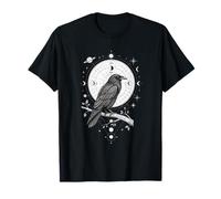 Celestial Raven Crow Bird Lunar Phases Astral Geometry T-Shirt