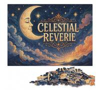 Celestial Reverie Moon and Stars Art Jigsaw Puzzle for Adults, 500 Pieces | Adult Jigsaw Puzzle: clear motif details for easier section planning on quiet evenings.