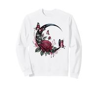 Celestial Rose Butterfly Crescent Moon Sweatshirt