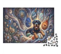 Celestial Rottweiler 1000 Piece Puzzle Steampunk Dog Home Decor Senior Leisure Enthusiasts Brain Training Retirement Gift for Grandparents 38x26cm/1000pcs