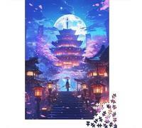 Celestial Sakura Temple 1000-Piece Adult Jigsaw Puzzle, 38x26cm/1000pcs, White Cardboard with A Clean Surface; for Calm Concentration at Home