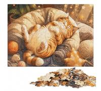 Celestial Sleeping Ginger Cat and Stars Jigsaw Puzzle, 500 Pieces | Gift for adults who enjoy detailed hobbies: screen-free home activity on quiet evenings.