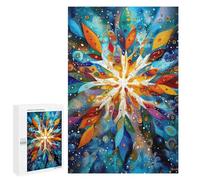 Celestial Snowflake - Abstract Winter Geometry in Gold & Blue - Displayable Picture Puzzle, 1000 PCS, Holiday-Season Gift - for Detail-Focused Puzzlers