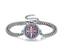 CELESTIAL St Michael/St Christopher/San Benito/Virgin Mary Bracelet for Men Women Religious Catholic Protection Amulet Jewelry Gifts, One Size, silver plated copper, no gemstone