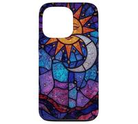 Celestial Stained Glass Sun Moon Cosmic Night Sky Artwork Case for iPhone 13 Pro