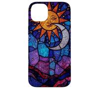 Celestial Stained Glass Sun Moon Cosmic Night Sky Artwork Case for iPhone 14 Plus