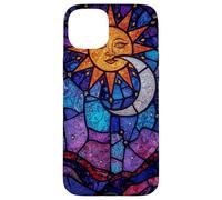 Celestial Stained Glass Sun Moon Cosmic Night Sky Artwork Case for iPhone 15 Plus