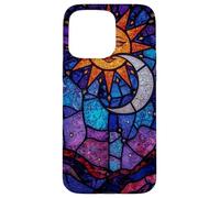 Celestial Stained Glass Sun Moon Cosmic Night Sky Artwork Case for iPhone 15 Pro Max