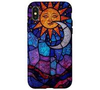 Celestial Stained Glass Sun Moon Cosmic Night Sky Artwork Case for iPhone X/XS