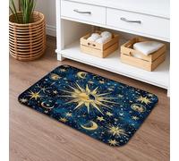 Celestial Stars Non-Slip Bath Mat, Cosmic Sun and Moon Decorative Shower Rug, Space-Themed Absorbent Memory Foam Bathroom Mat, Ideal for Year-Round Use 16x24 Inch