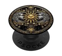 Celestial Sun and Moon Faces Ornate Cosmic Design PopSockets Adhesive PopGrip