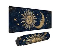 Celestial Sun and Moon Large Gaming Mouse Pad, Gold Celestial Design, Non-Slip Mouse Pad Washable Rubber Gaming Mouse Pad for Home Office Station..