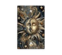 Celestial Sun and Moon Light Switch Cover Plate/Outlet Covers, Gold and Black Cosmic Design for Home Decor, Thermoplastic Wall Plates, Standard Size Blank Cover Plate