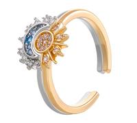 Celestial Sun and Moon Overlay Ring, Adjustable Women's Ring, Shining Together Sun and Moon Overlay Ring, Diamond Set Ring, for men Women