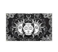 Celestial Sun and Moon Tapestry, Black and White Wall Hanging, 150 x 90 cm