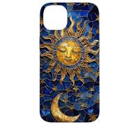 Celestial Sun and Moon Tarot Stained Glass Art Style Case for iPhone 14 Plus