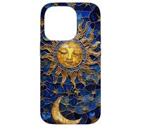 Celestial Sun and Moon Tarot Stained Glass Art Style Case for iPhone 14 Pro