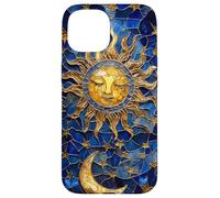 Celestial Sun and Moon Tarot Stained Glass Art Style Case for iPhone 15