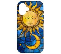 Celestial Sun and Moon Tarot Stained Glass Art Style Case for iPhone 16