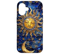 Celestial Sun and Moon Tarot Stained Glass Art Style Case for iPhone 16