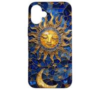 Celestial Sun and Moon Tarot Stained Glass Art Style Case for iPhone 16 Plus