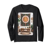 Celestial Sun Face Retro Artwork Meditation Space Long Sleeve T-Shirt