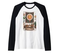 Celestial Sun Face Retro Artwork Meditation Space Raglan Baseball Tee