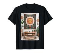 Celestial Sun Face Retro Artwork Meditation Space Value Graphic T-Shirt, Men, Black, L