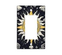 Celestial Sun Light Switch Cover Plates/Outlet Covers, Black Cosmic Design for Wall Decor, Thermoplastic Wall Plates, Standard Size Single Rocker