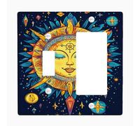 Celestial Sun Light Switch Cover Plates/Outlet Covers, Vibrant Yellow and Blue Design for Home Decor, Thermoplastic Wall Plates, Standard Size Toggle Rocker