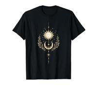 Celestial Sun Moon Design Boho Minimalist Value Graphic T-Shirt, Men, Black, M