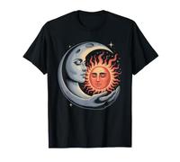 Celestial Sun & Moon Embrace - Mystical Cosmic Harmony Art T-Shirt