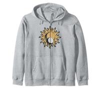 Celestial Sun Moon Minimalist Graphic Zip Hoodie