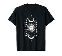 Celestial Sun Moon Phase, Boho Spiritual Cosmic Lunar Art T-Shirt