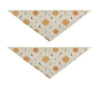 Celestial Sun Moon Stars Aesthetic Cream 2 Pack Cute Dog Bandanas Triangle Bibs Kerchief Set Pet Holiday Set for Dogs Cats