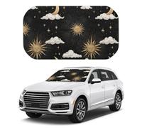 Celestial Sun Moon Stars Car Sunshade Windshield | Foldable Front Window Sun Shade Interior Cooling UV Protection