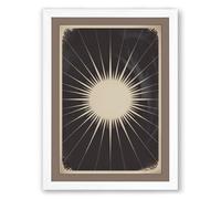 Celestial Sunburst Minimalist Framed Wall Art Print A2 (59.4×42cm) White, Wall Decor for Living Room, Bedroom, Office & Home, Ready to Hang, Art Gift