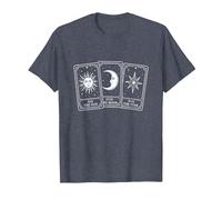 Celestial Tarot Card Design, The Sun, The Moon, The Star T-Shirt, Men, Heather Blue, Small