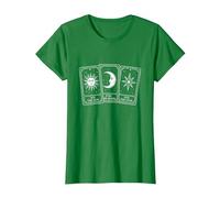 Celestial Tarot Card Design, The Sun, The Moon, The Star T-Shirt, Women, Kelly Green, Medium