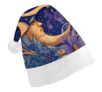 Celestial Themed Moon Mandala Floral Christmas Hat Santa Cap Adult
