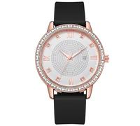 Celestial Watch Women's Watch with High Looking Student Diamond British Watch Watch with Diamond Roman Pattern Silicone Strap Calendar for Women (C, One Size)
