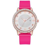 Celestial Watch Women's Watch with High Looking Student Diamond British Watch Watch with Diamond Roman Pattern Silicone Strap Calendar for Women (B, One Size)