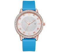Celestial Watch Women's Watch with High Looking Student Diamond British Watch Watch with Diamond Roman Pattern Silicone Strap Calendar for Women (F, One Size)