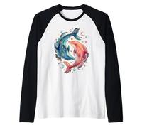 Celestial Watercolor Dolphin Animal Sea Life Raglan Baseball Tee