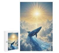 Celestial Whale Rising Toward The Sun Puzzle for Adults, 1000 PCS, Illustrated Jigsaw Edition, A Shared Indoor Activity for Cosy Winter Nights