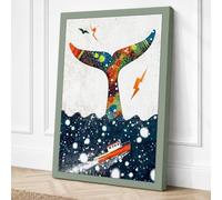 Celestial Whale Tail Eclectic Canvas Wall Art Print 30x20 Inch