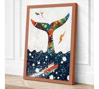 Celestial Whale Tail Eclectic Canvas Wall Art Print 30x20 Inch